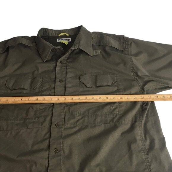 First Tactical Shirt Mens 2XL Green Short Sleeve Button Front Vented Pockets - Picture 8 of 16